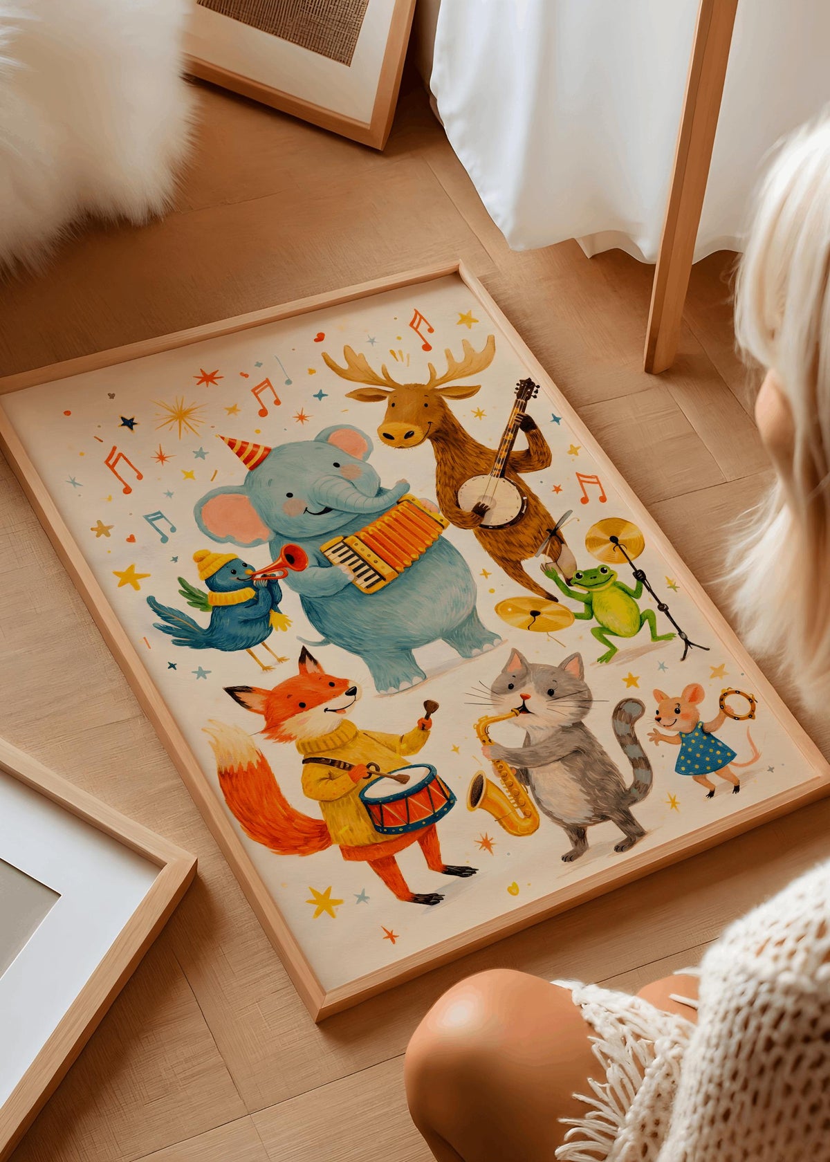 Animal Band Nursery Wall Art Whimsical Kids Music Print - Digital Download