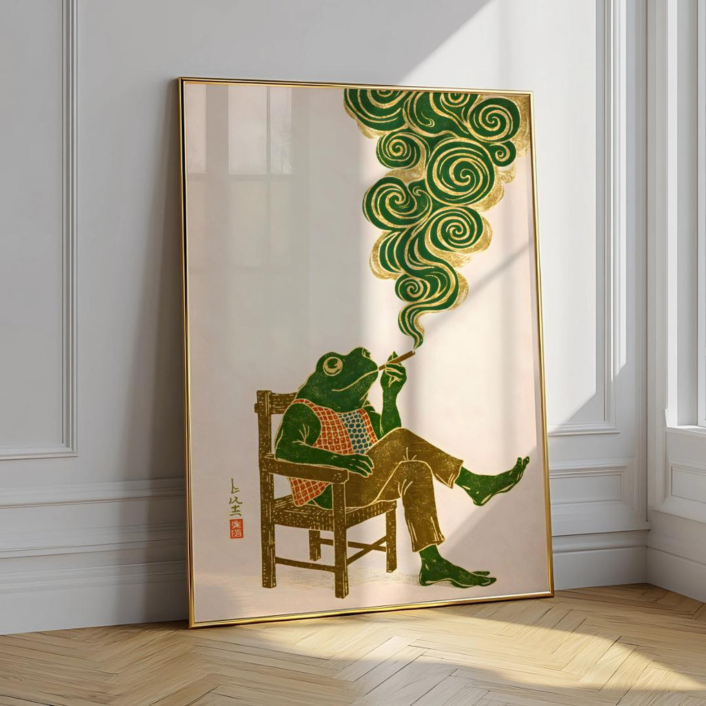 Matsumoto Hoji Frog Print Vintage Smoking Frog Wall Art - Digital Download