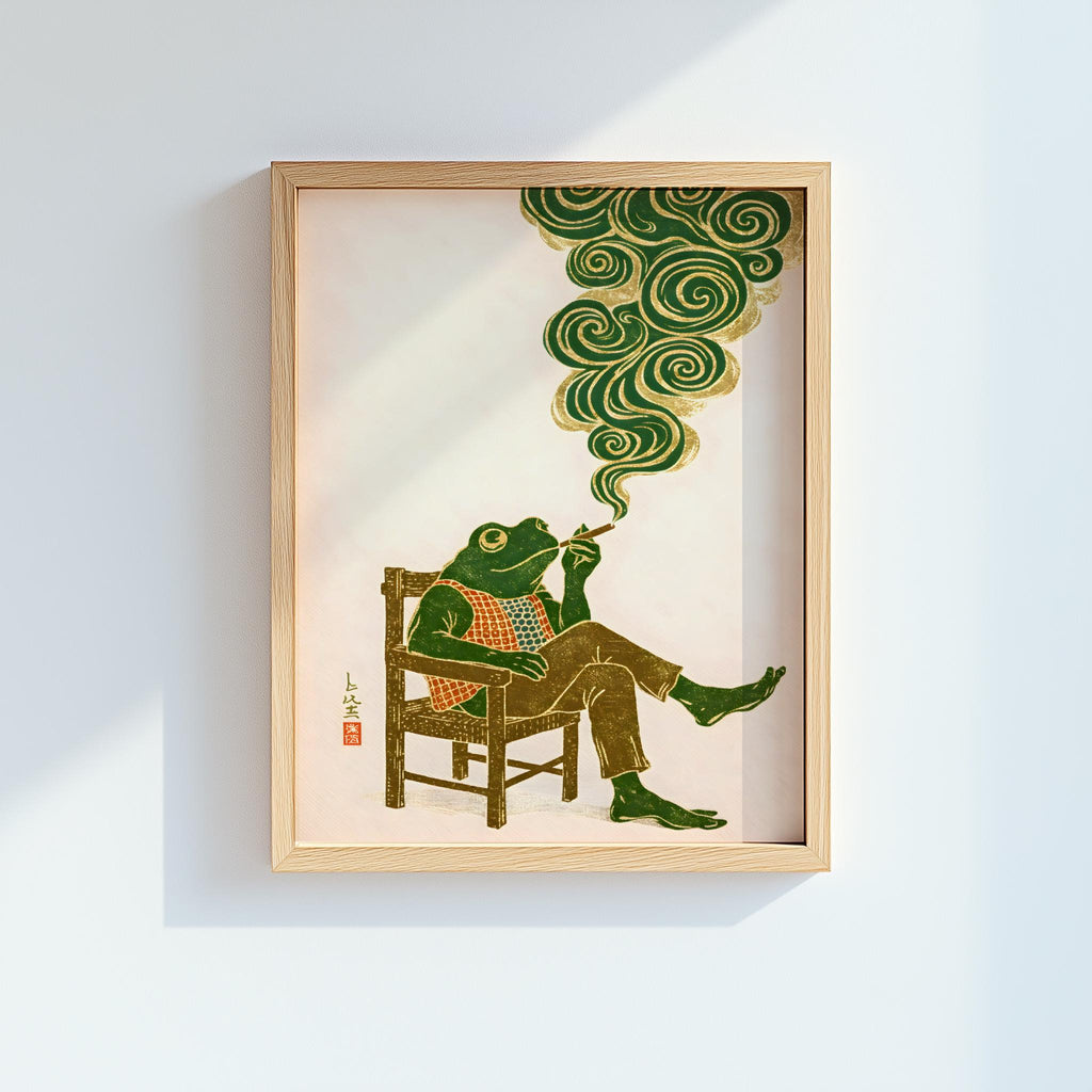 Matsumoto Hoji Frog Print Vintage Smoking Frog Wall Art - Digital Download