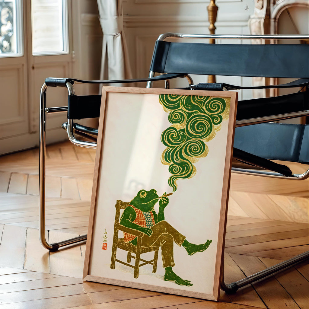 Matsumoto Hoji Frog Print Vintage Smoking Frog Wall Art - Digital Download