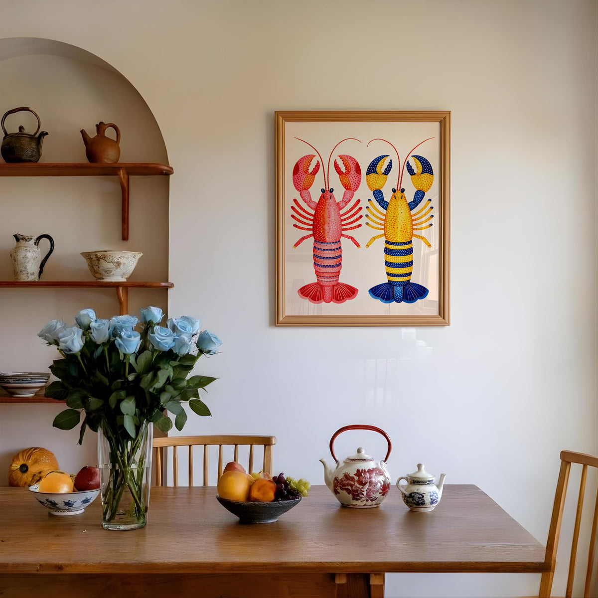Colorful Lobster Print Nautical Coastal Wall Art Poster - Digital Download