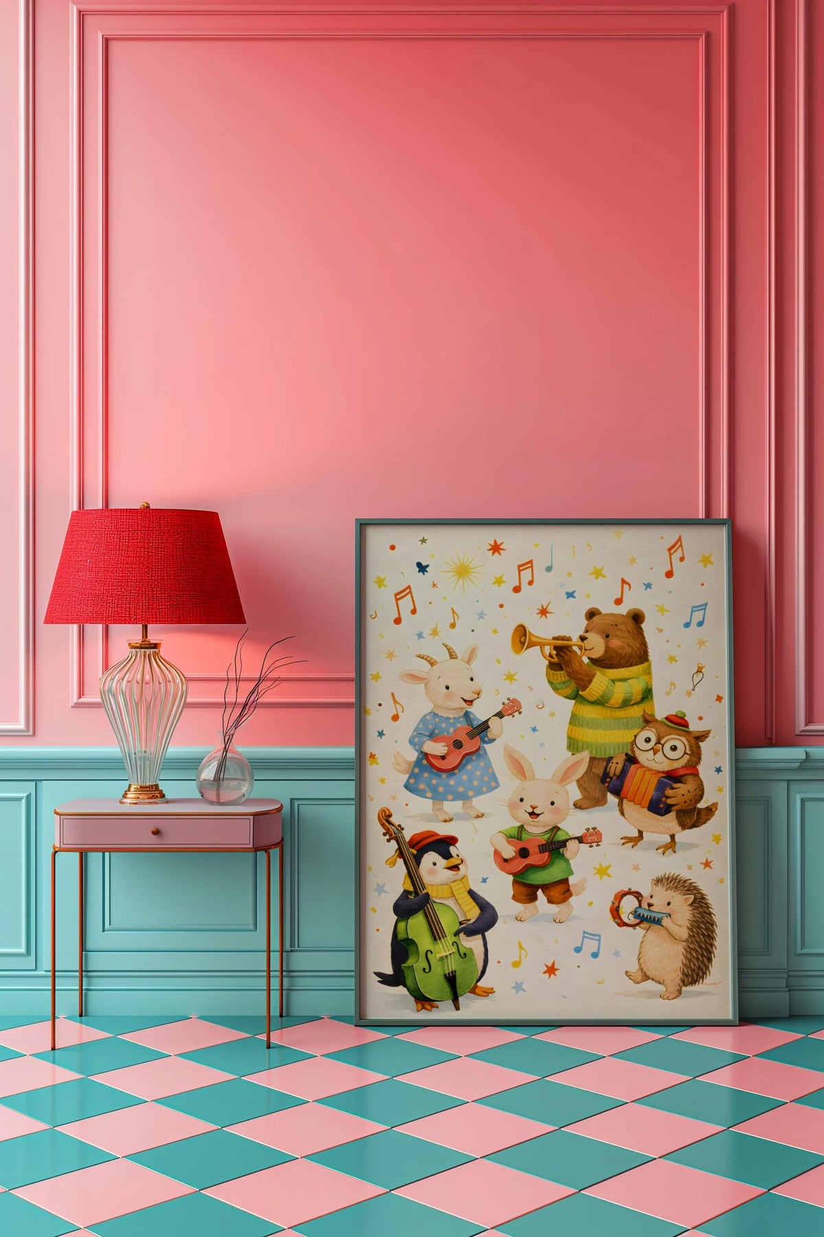 Animal Nursery Wall Art Jungle Band Illustration Poster - Digital Download