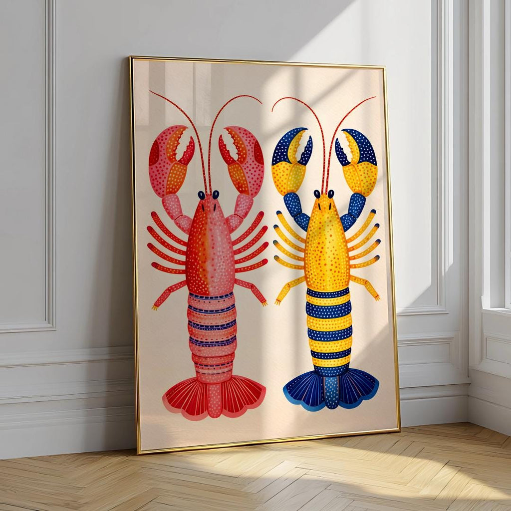 Colorful Lobster Print Nautical Coastal Wall Art Poster - Digital Download