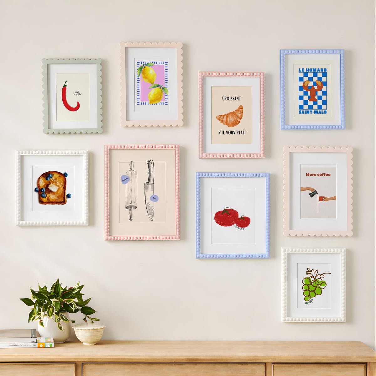 20 Trendy Kitchen Print Set Food Cocktail Gallery Wall Art - Digital Download