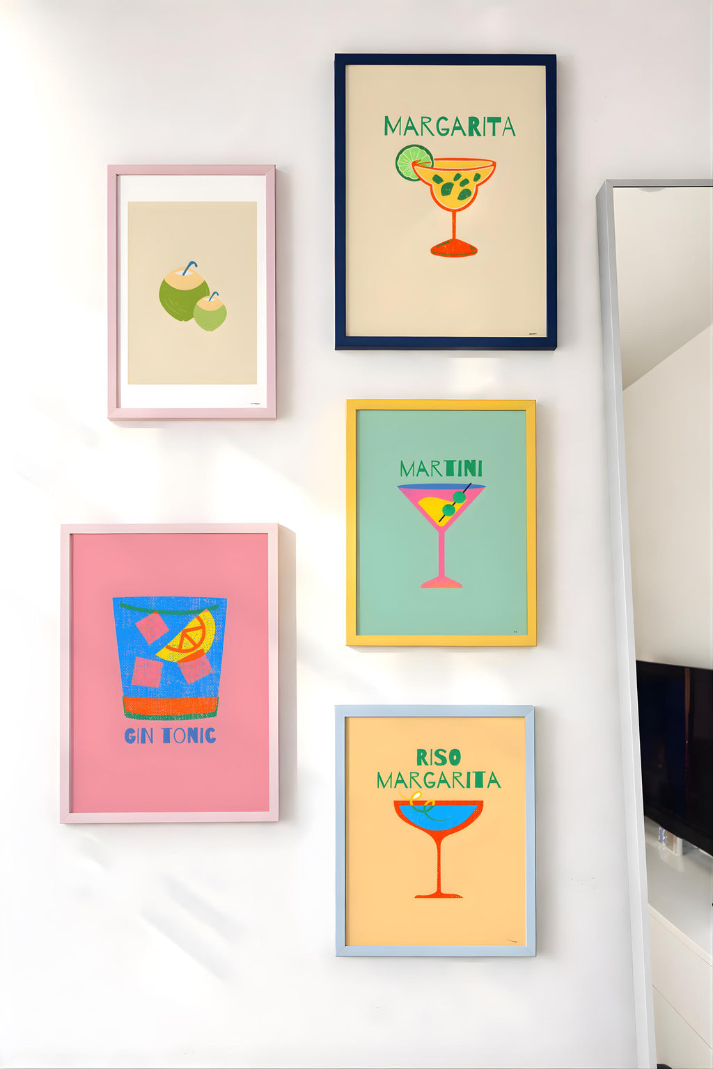 Retro Cocktail Art Print Set Martini Bar Cart Decor - Digital Download