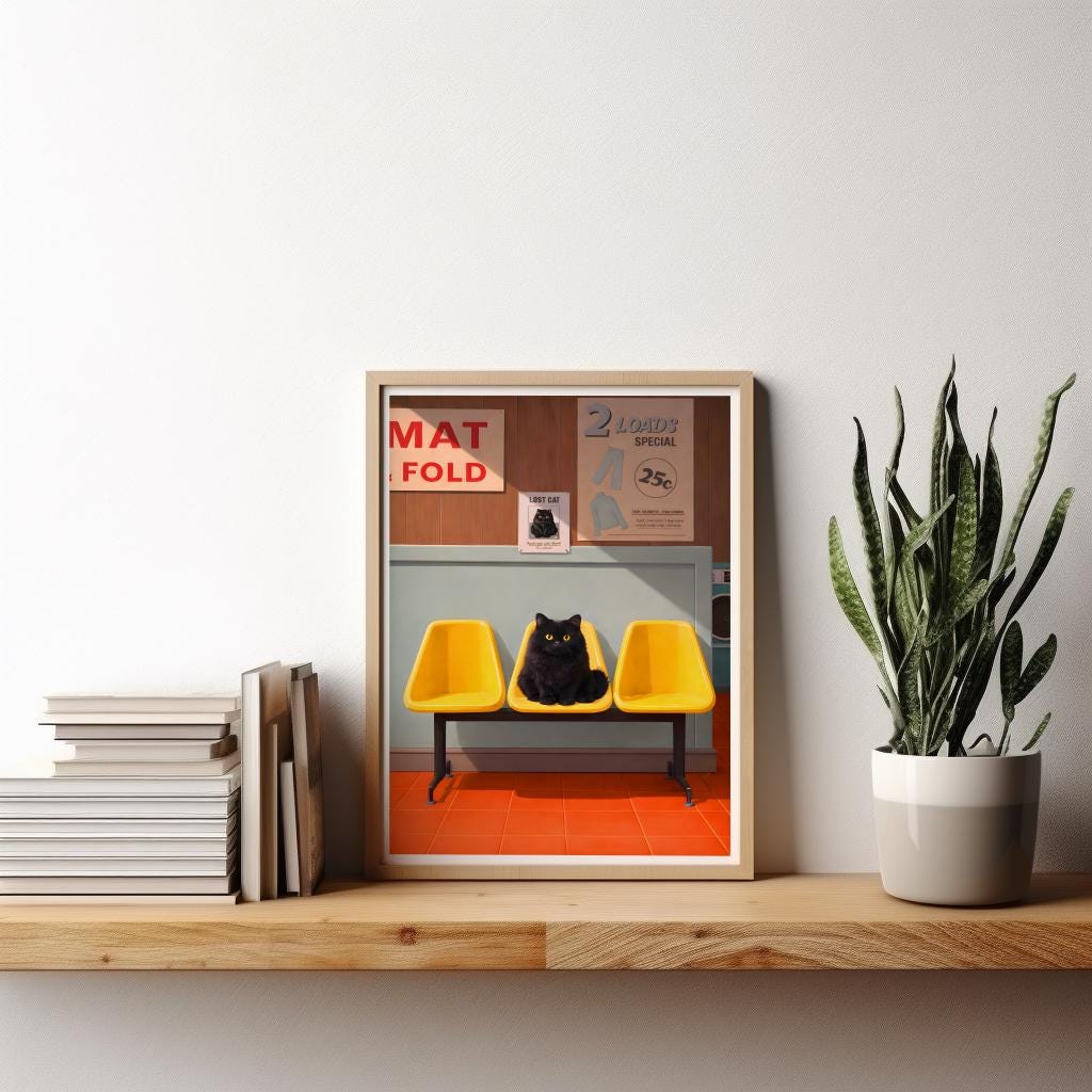 Funny Black Cat Laundry Room Decor Cat Lover Wall Art - Digital Download