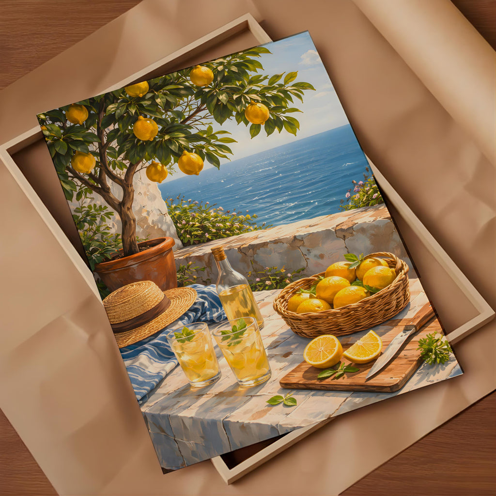 Lemon Landscape Print Kitchen Bar Cart Wall Art - Digital Download
