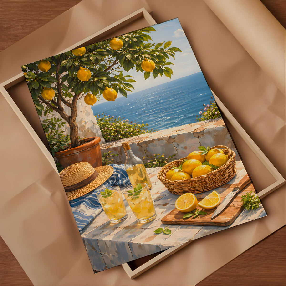 Lemon Landscape Print Kitchen Bar Cart Wall Art - Digital Download