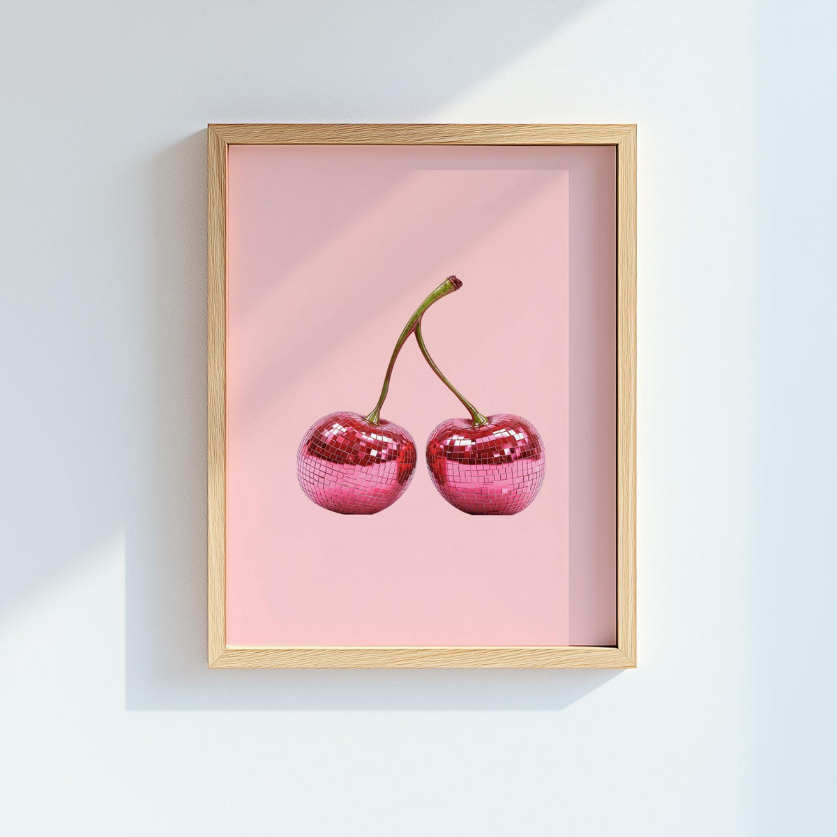 Disco Cherry Poster Pink Fruit Kitchen Wall Art - Digital Download