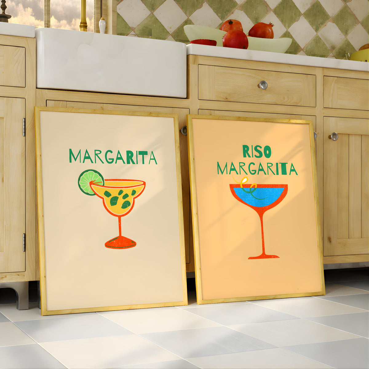 Retro Cocktail Art Print Set Martini Bar Cart Decor - Digital Download