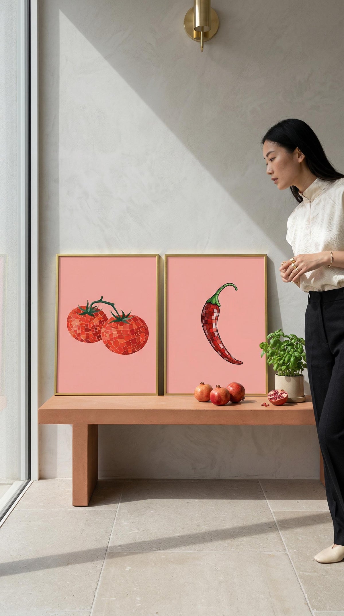 Heirloom Tomato and Red Pepper Kitchen Art Cottagecore Wall Decor - Digital Download