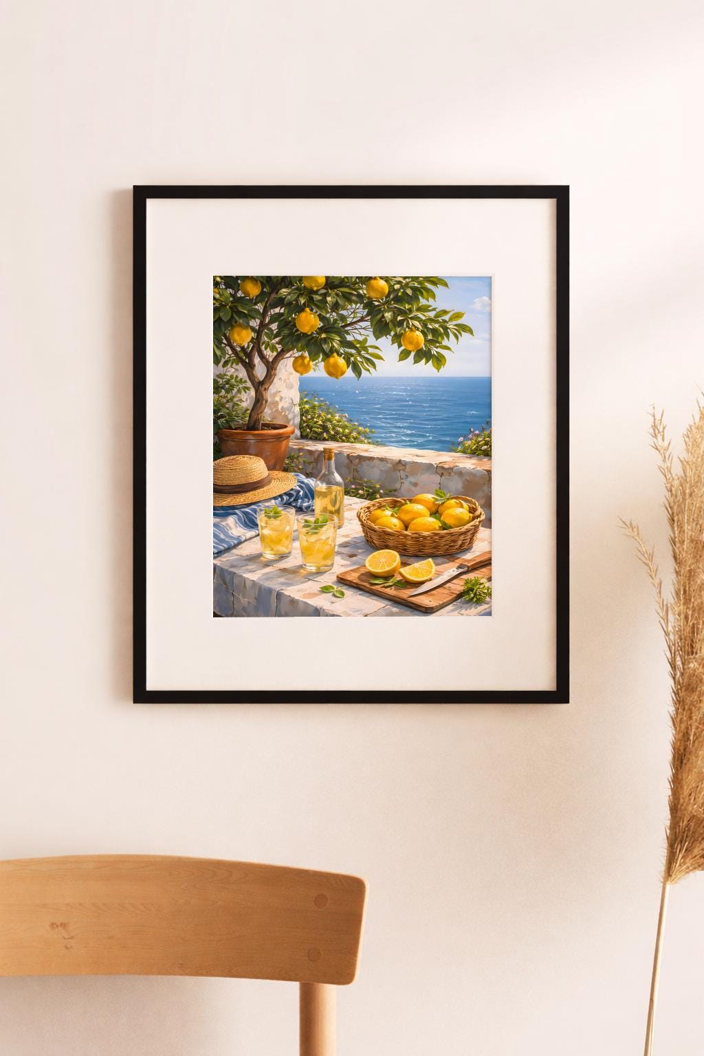 Lemon Landscape Print Kitchen Bar Cart Wall Art - Digital Download