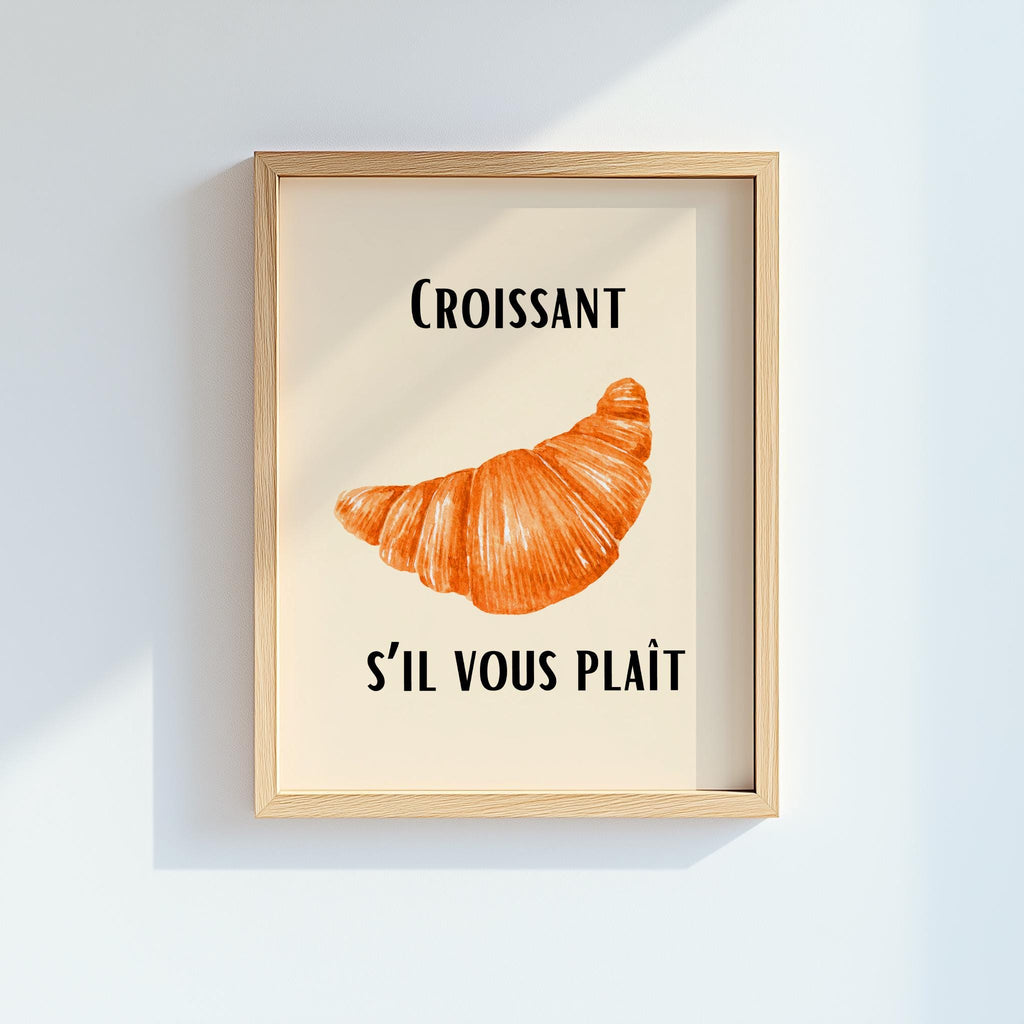 Croissant Print French Kitchen Coffee Bar Wall Art - Digital Download