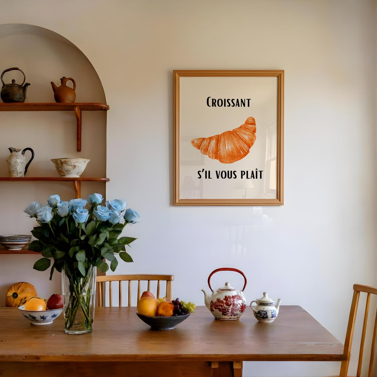 Croissant Print French Kitchen Coffee Bar Wall Art - Digital Download