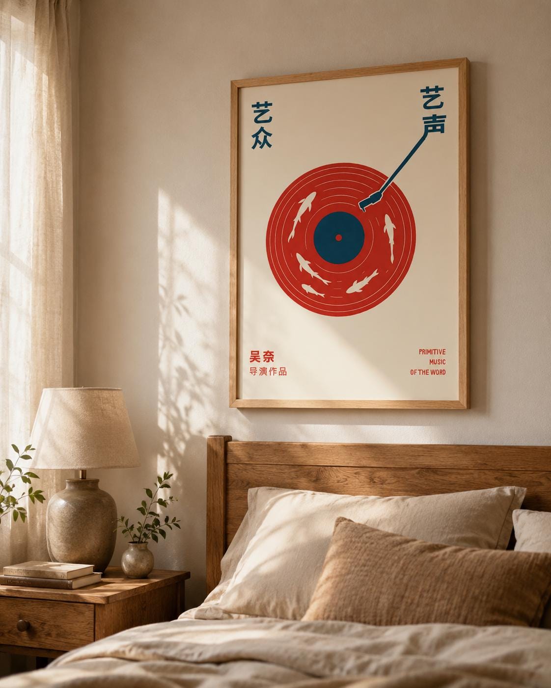 Record Player Poster Japanese Koi Fish Vinyl Wall Art - Digital Download
