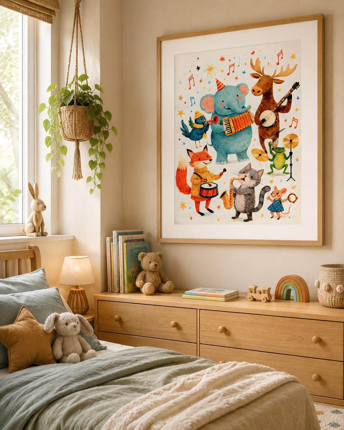 Animal Band Nursery Wall Art Whimsical Kids Music Print - Digital Download