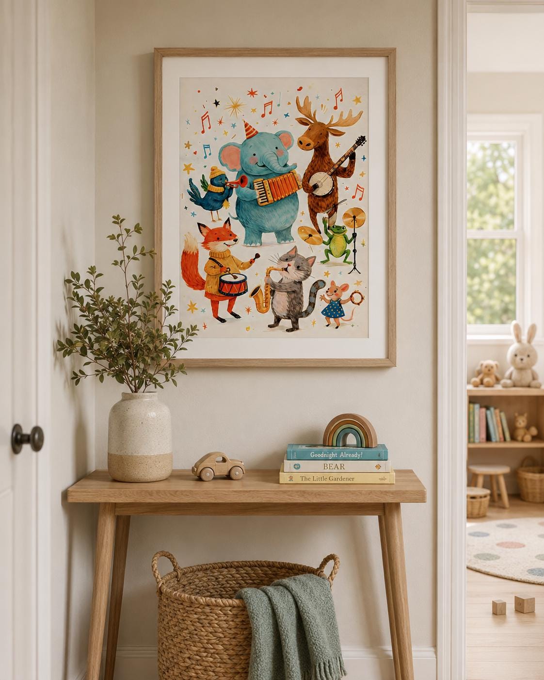 Animal Band Nursery Wall Art Whimsical Kids Music Print - Digital Download