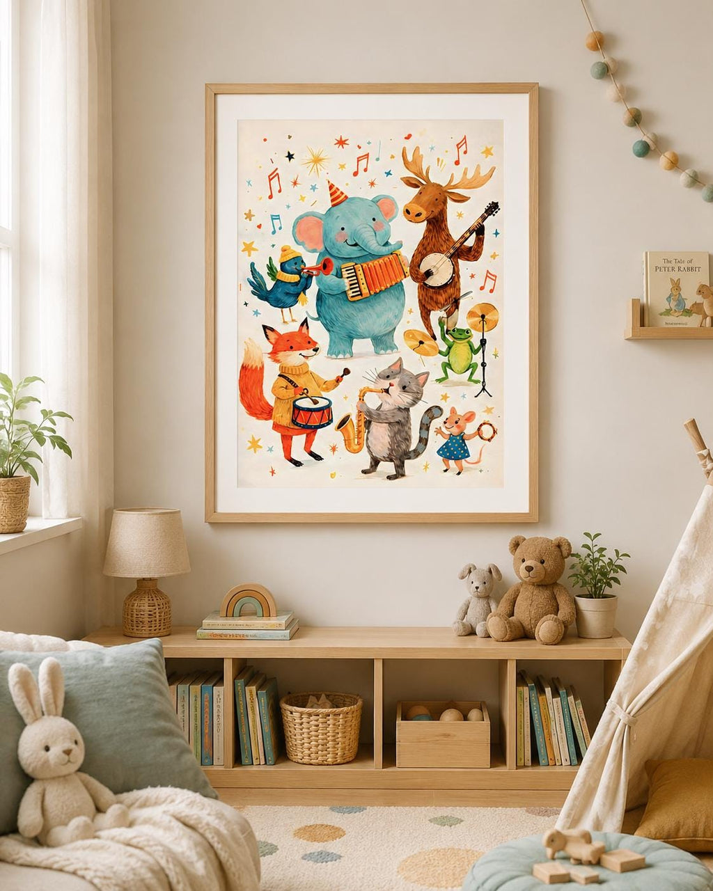Animal Band Nursery Wall Art Whimsical Kids Music Print - Digital Download