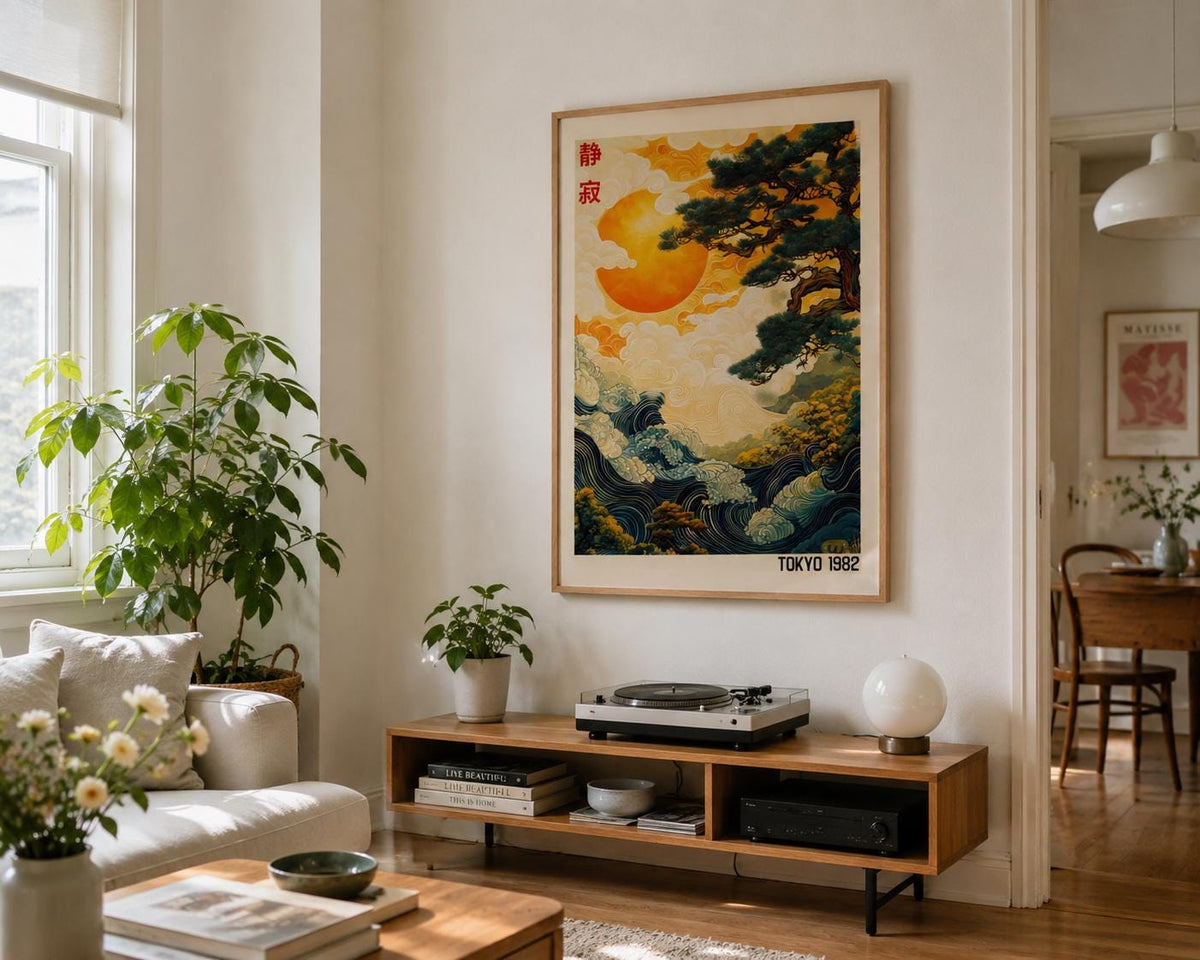 Abstract Japanese Landscape Poster Japandi Wall Art - Digital Download