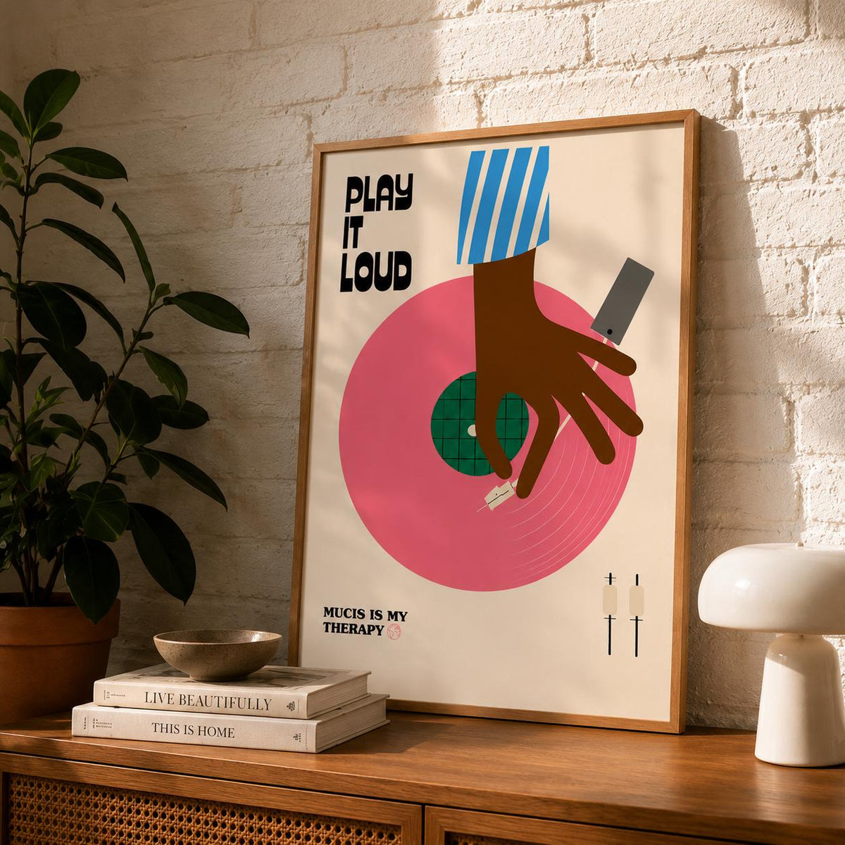 Play It Loud Vinyl Poster Retro Music Wall Art - Digital Download
