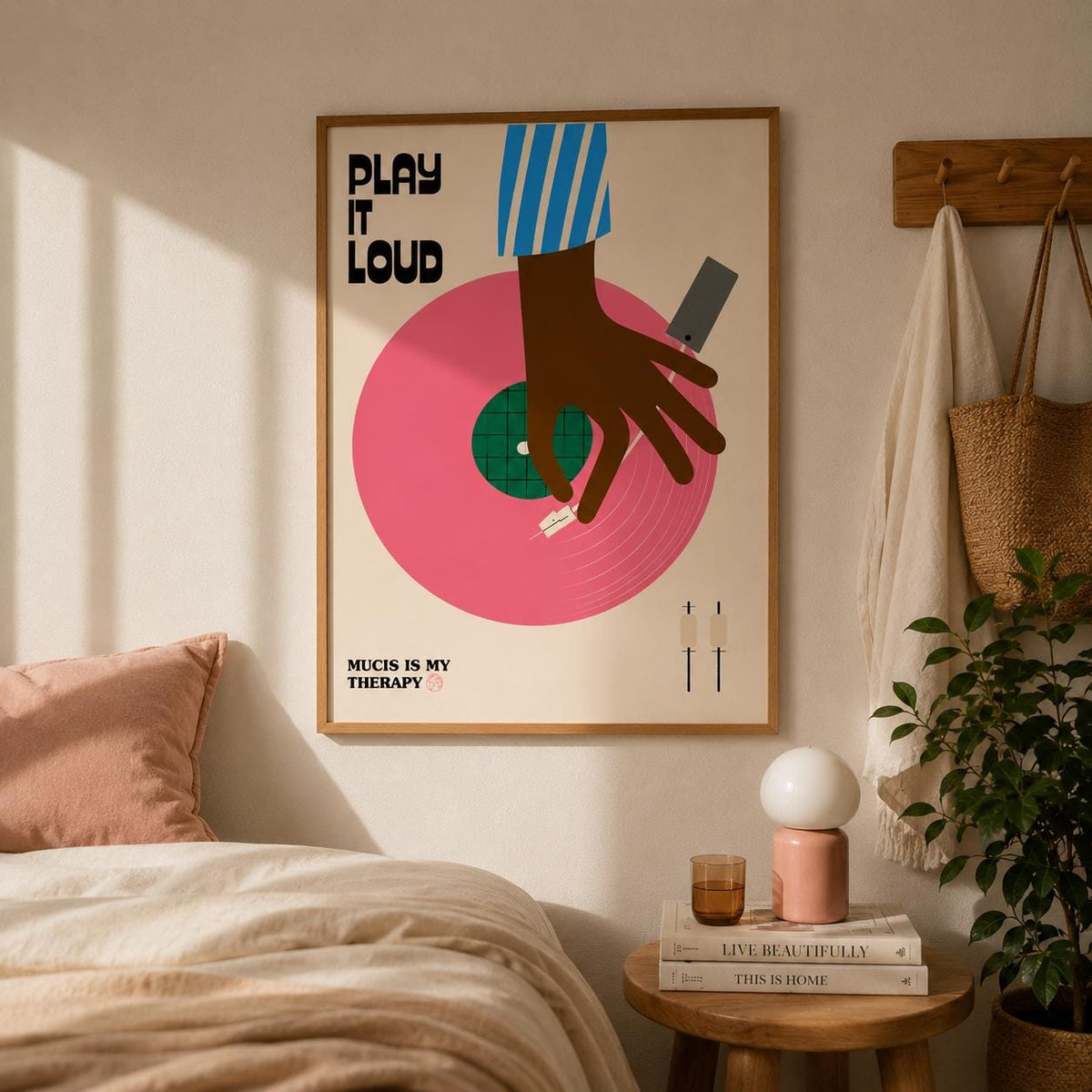 Play It Loud Vinyl Poster Retro Music Wall Art - Digital Download