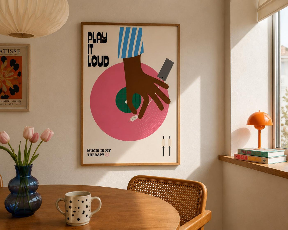 Play It Loud Vinyl Poster Retro Music Wall Art - Digital Download