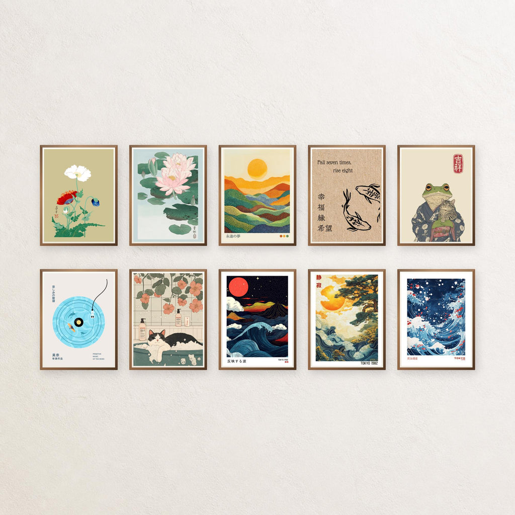 Japanese Wall Art Set of 100 Japandi Gallery Wall Posters - Digital Download