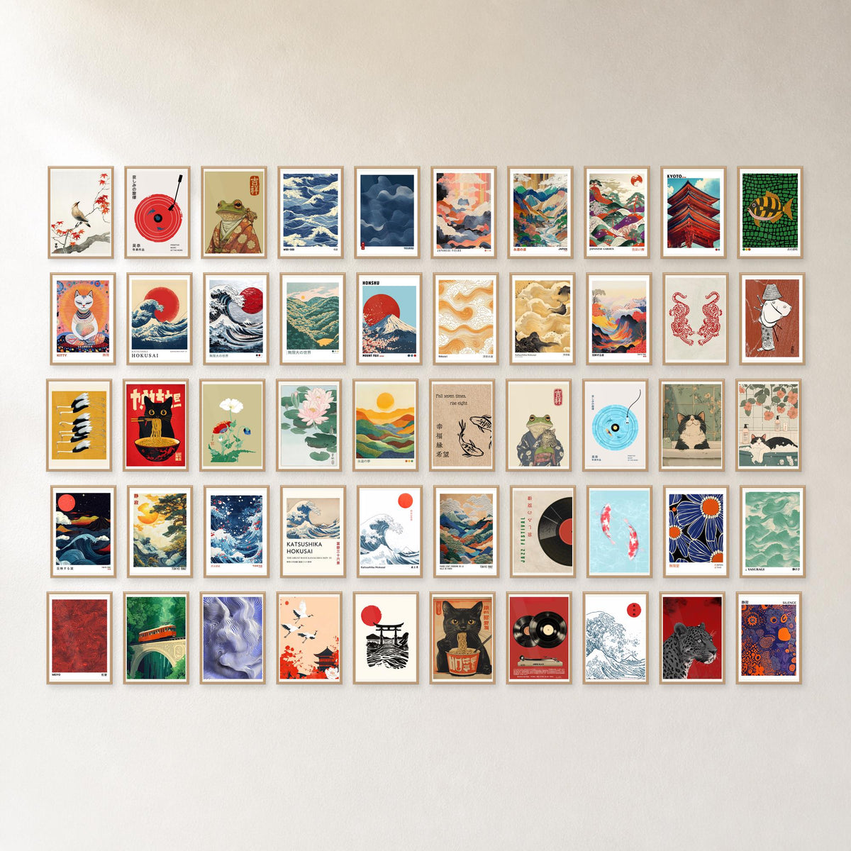 Japanese Wall Art Set of 50 Japandi Gallery Wall Prints - Digital Download