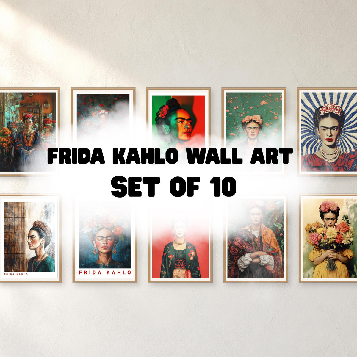 Frida Kahlo Set of 10 Art Collection Gallery Wall Set - Digital Download