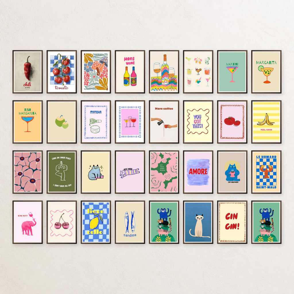 32 Trendy Wall Art Set Maximalist Gallery Wall Bundle - Digital Download