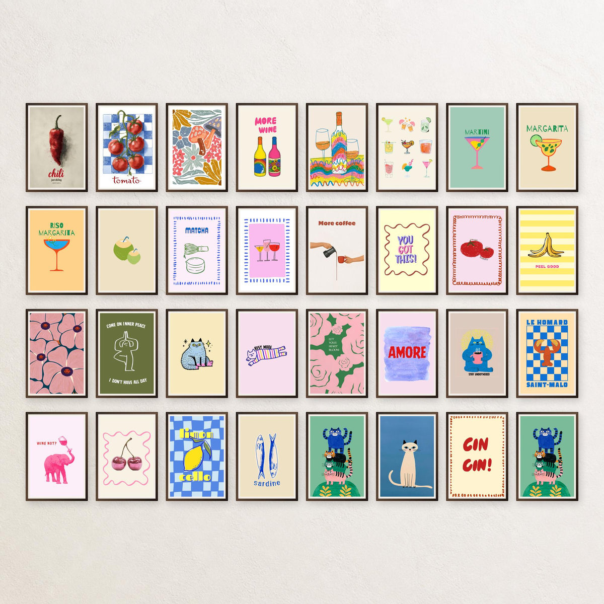 32 Trendy Wall Art Set Maximalist Gallery Wall Bundle - Digital Download