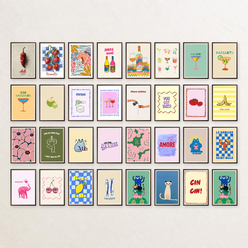 32 Trendy Wall Art Set Maximalist Gallery Wall Bundle - Digital Download