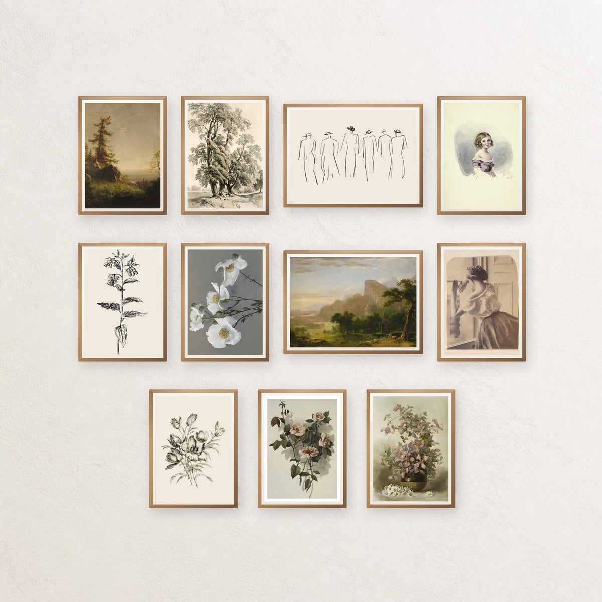 Vintage Gallery Wall Art Set of 10 Antique Botanical Landscape Prints - Digital Download
