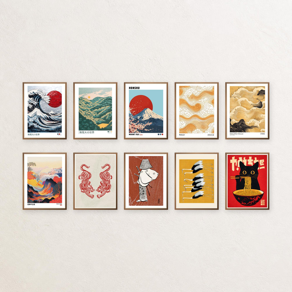 Japanese Wall Art Set of 100 Japandi Gallery Wall Posters - Digital Download