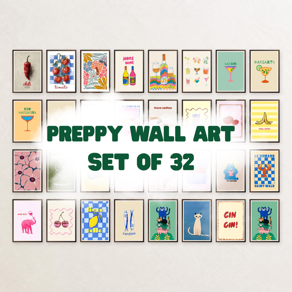 32 Trendy Wall Art Set Maximalist Gallery Wall Bundle - Digital Download