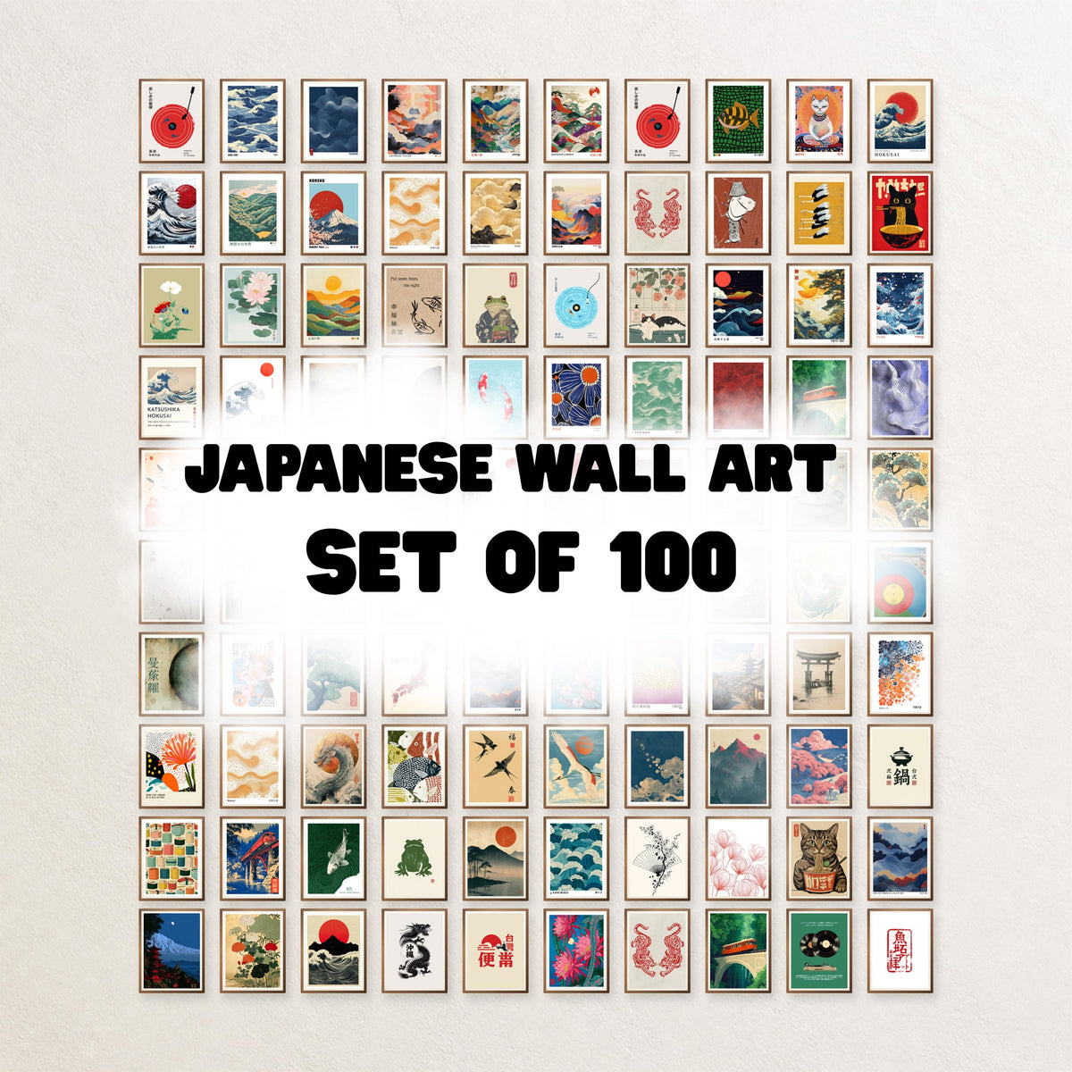 Japanese Wall Art Set of 100 Japandi Gallery Wall Posters - Digital Download