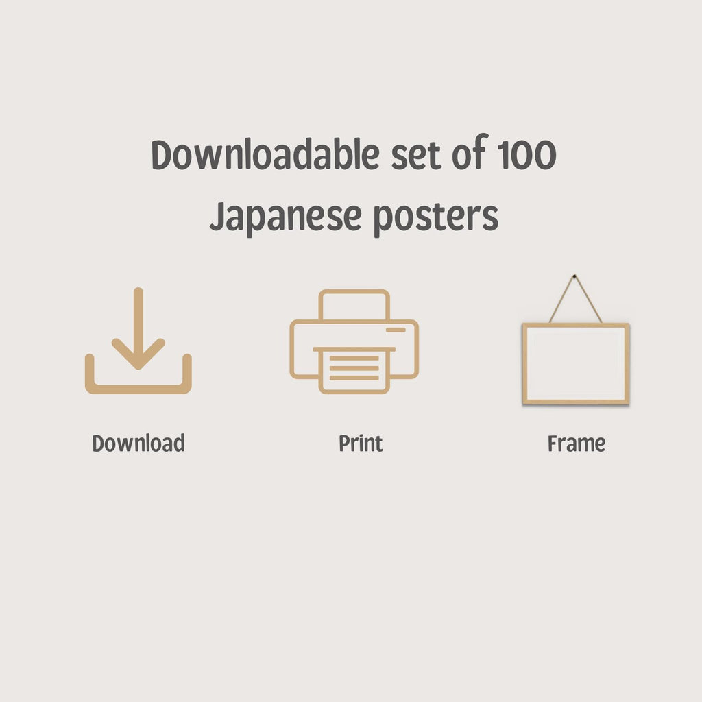 Japanese Wall Art Set of 100 Japandi Gallery Wall Posters - Digital Download